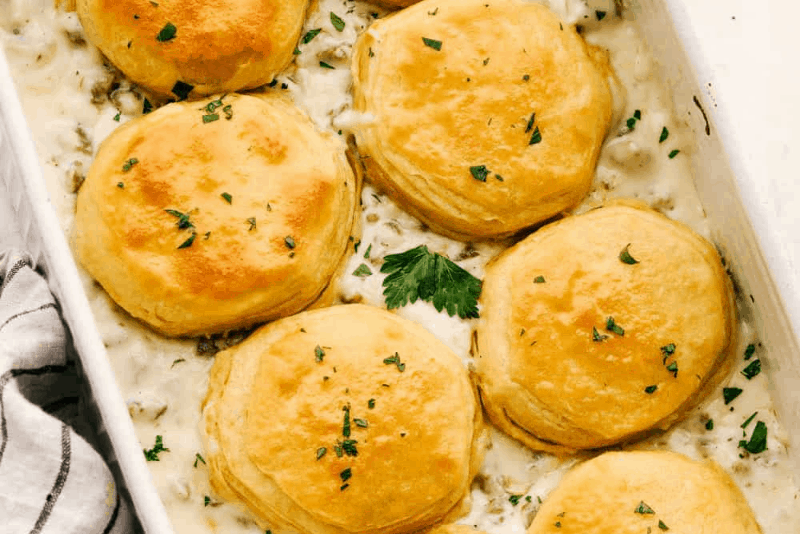 Super Easy Sausage and Biscuit Casserole