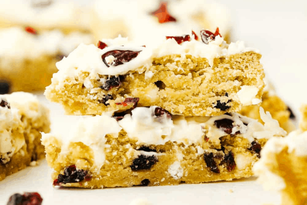 Soft and Chewy Cranberry Bliss Bars