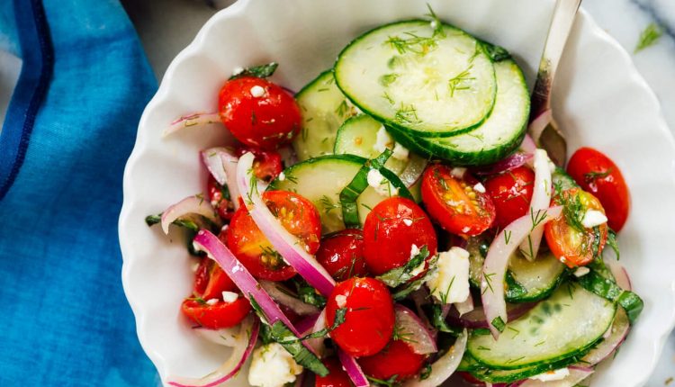 Cucumber Tomato Salad with Greek Dressing