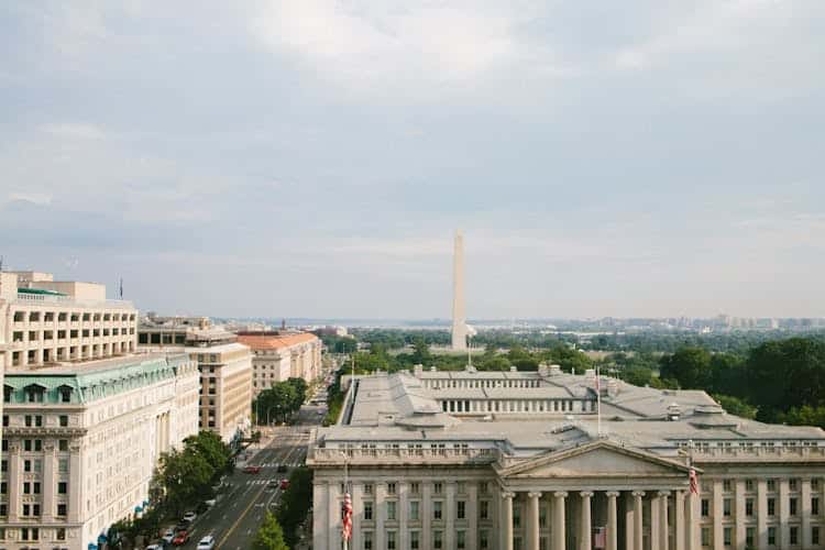 The view of the Washington Monument and the surrounding buildings